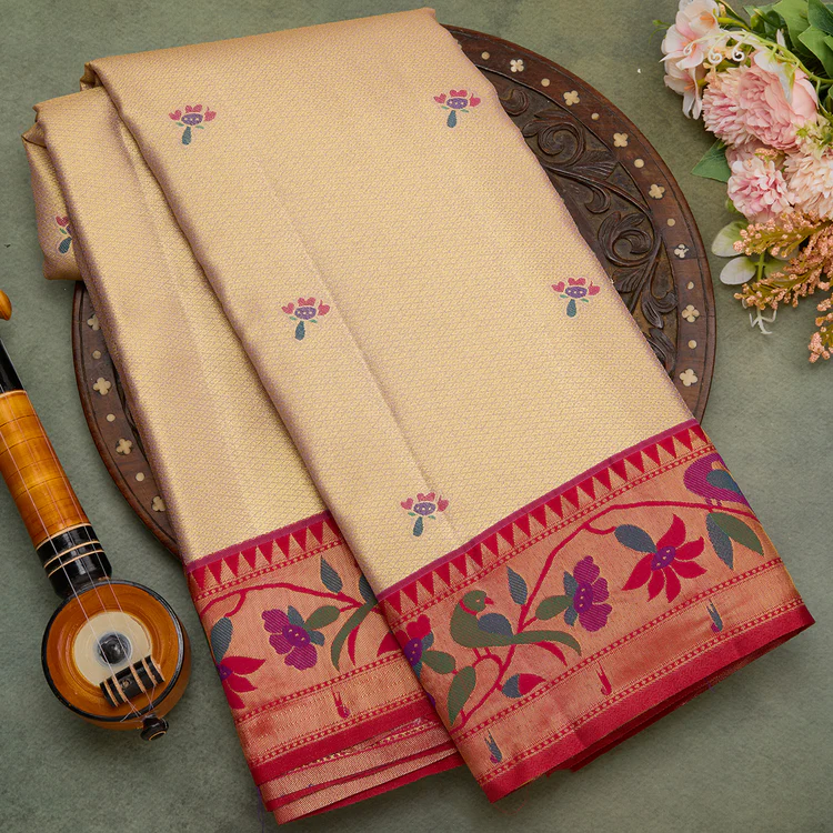 Golden Paithani Silk Saree